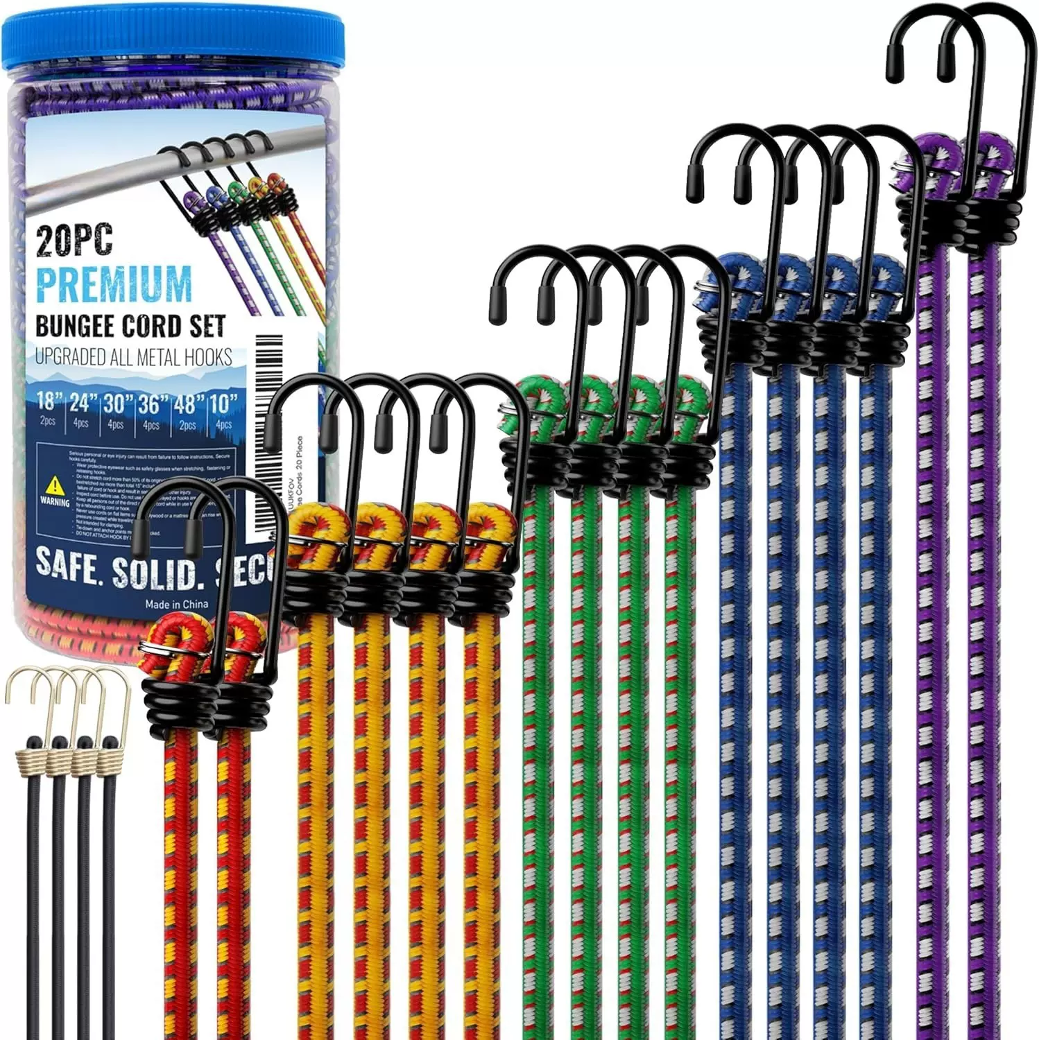 跨境热销高弹圆形橡胶弹力绳 自行车摩托车行李绳捆绑带组合套装