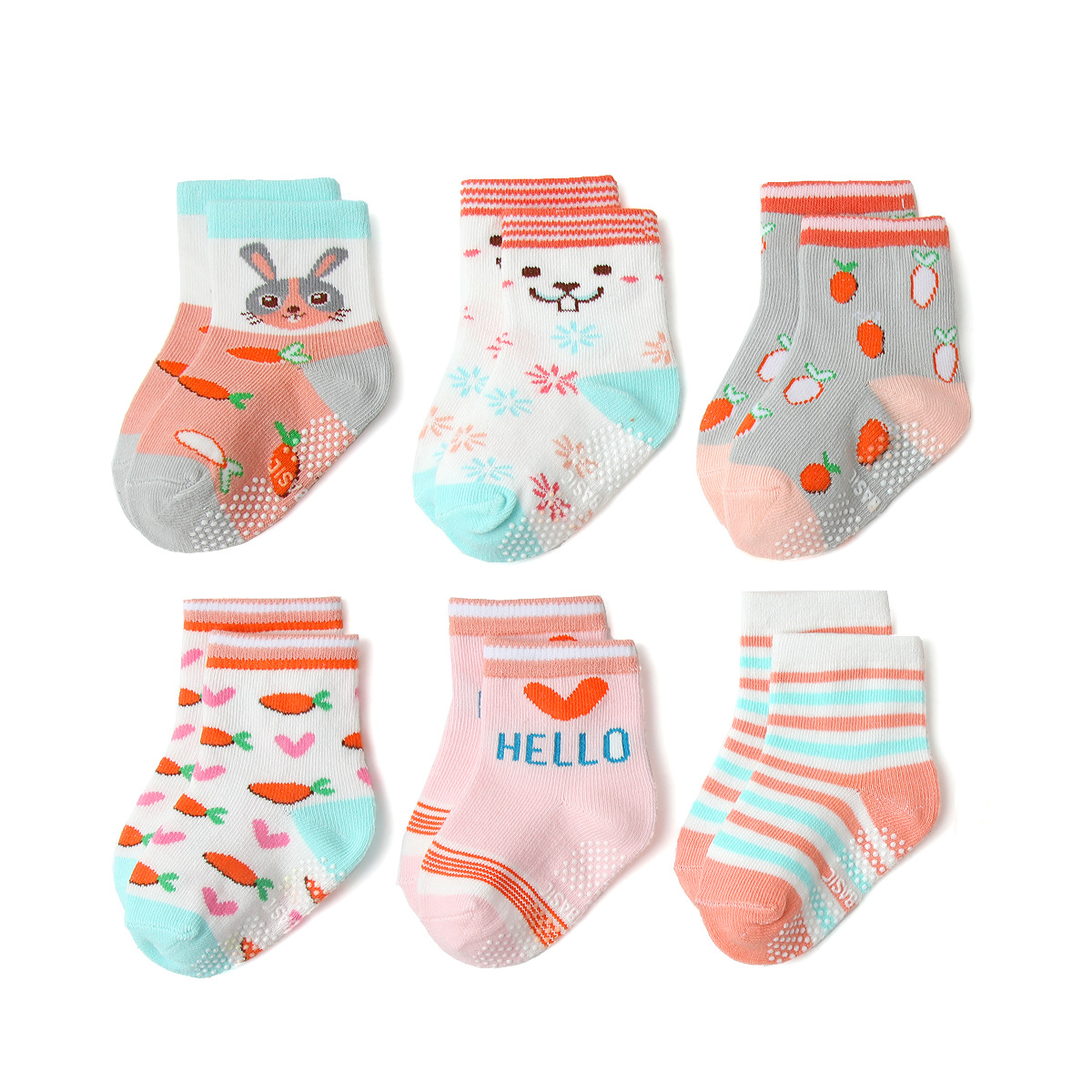 Nuevos Productos Primavera/Verano 2025 Calcetines Infantiles de Dibujos Animados de Amazon Calcetines Antideslizantes para Niños Serie Rosa Calcetines para Niñas Venta al por Mayor