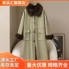 毛毛拼接双面穿皮草派克服女2025秋冬长款显瘦真毛保暖棉服外套潮