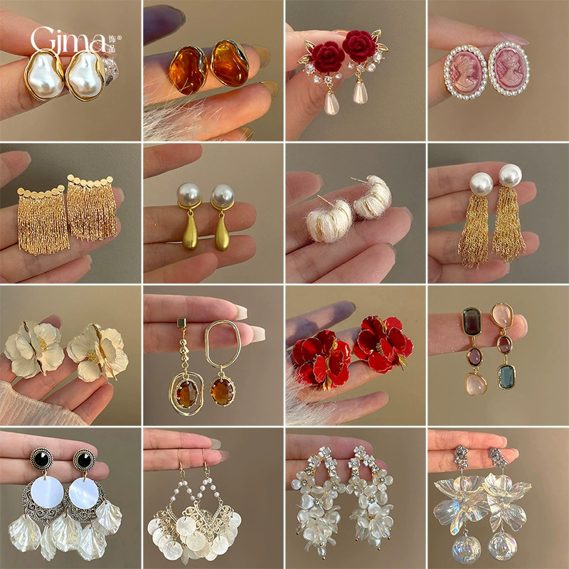 Серебряная игла, модные универсальные серьги из жемчуга, французский стиль, цветочный, стиль легкой роскоши, высокое качество продукции