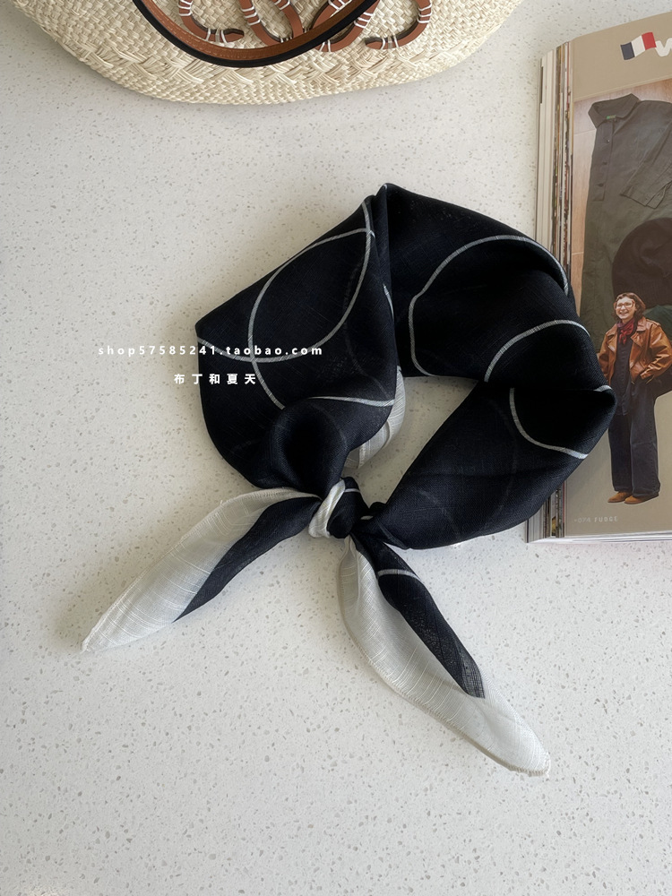 綿麻方巾合集 ~ 超多色柄砕花波点襟巾文芸森系頭巾髪帯包帯女