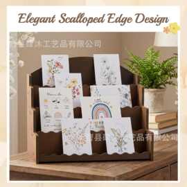 木质波浪形问候卡展示架4层明信片展示架问候卡整理架贺卡展示架