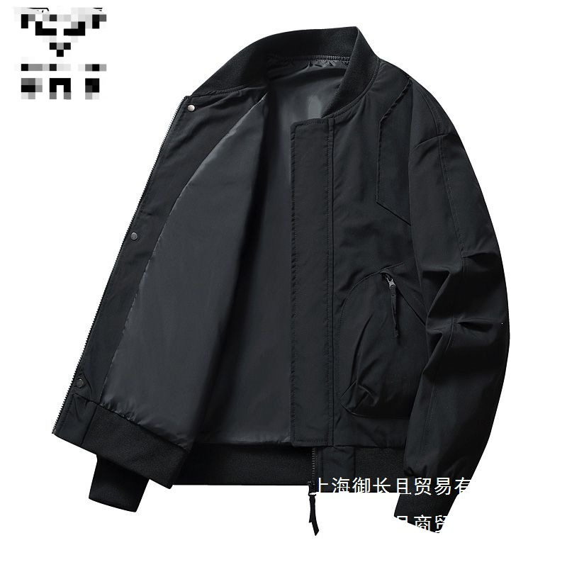 Mengkoujun Spring and Autumn Jacket Casual Men's Coat Fashion Trendy Versatile Baseball Collar Top Korean Style Simple Stand Collar Wholesale