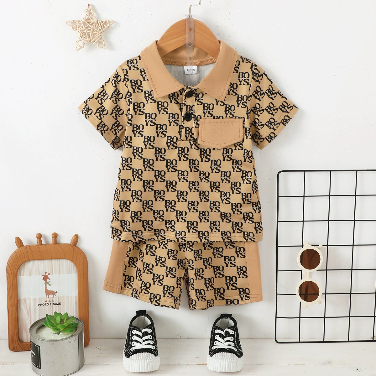 Autumn T-shirt for boys, set, 2023 collection, Korean style, city style, with short sleeve