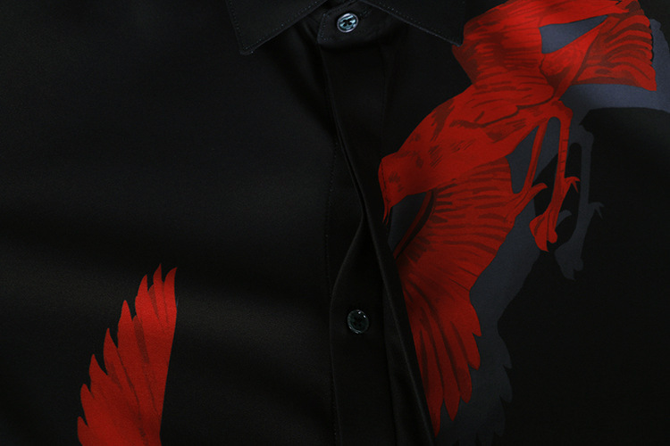 Men's Clothing Trendy Spring And Autumn Three Dimensional Swallow Digital Printing Business Casual Wrinkle Free Ironing Slim Fit Long Sleeved Shirt_voghion.com