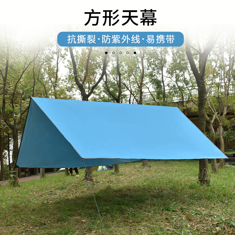 Outdoor Ultra-Light Camping Diamond-Shaped Square Oxford Cloth Silver-Coated Canopy Tent Sunshade Waterproof Camping Canopy