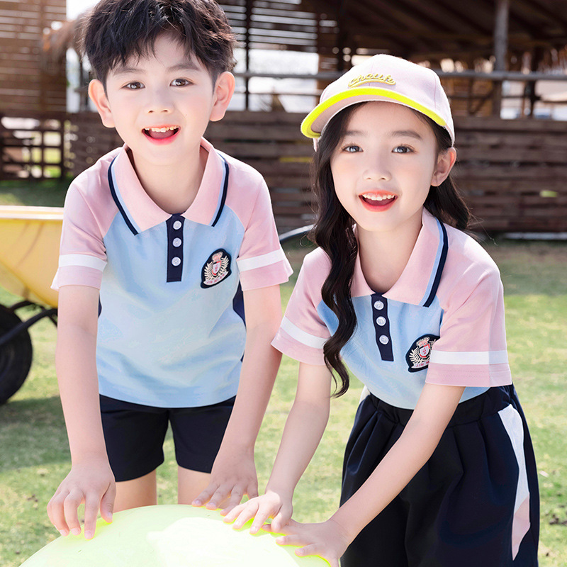 유치원 학교 옷 여름 어린이 졸업 사진 영국 스타일 대학 스타일 여름 초등 및 중등 학교 학생을위한 반팔 학교 유니폼 수업 옷