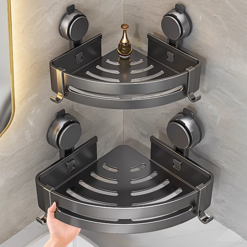 Bathroom Suction Cup Triangular Storage Rack Bathroom Cabinet Corner Washbasin Toilet Wall-Mounted Storage Rack