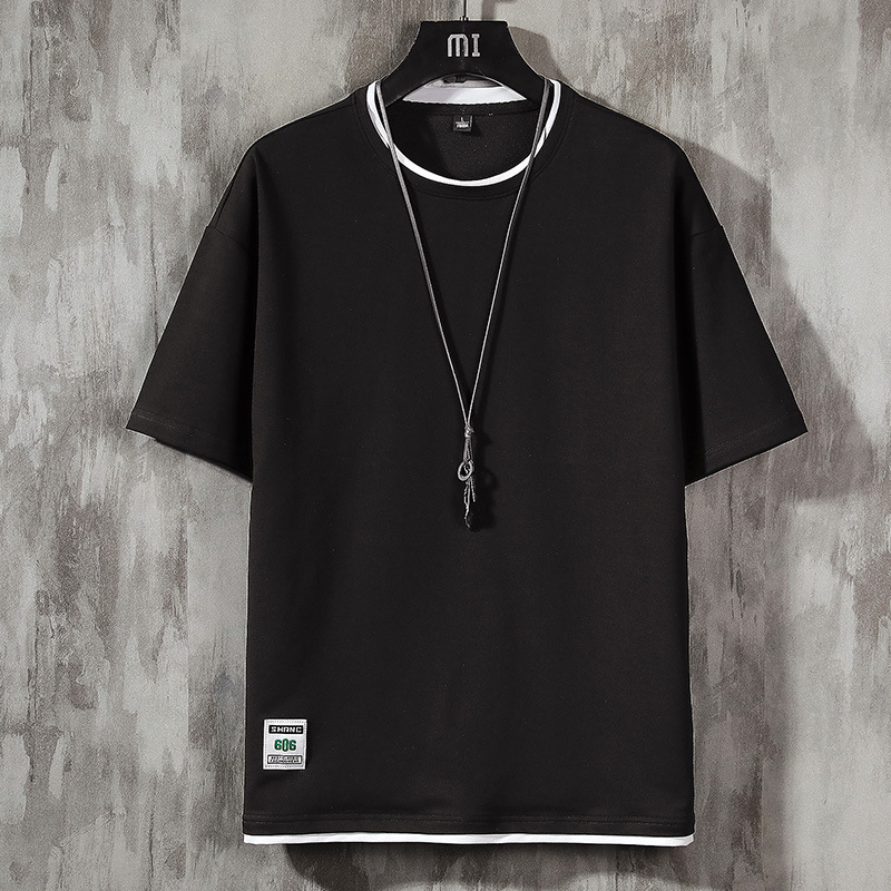 Short sleeved T-shirt for men and two summer trendy T-shirts with loose round neck casual short sleeves_voghion.com