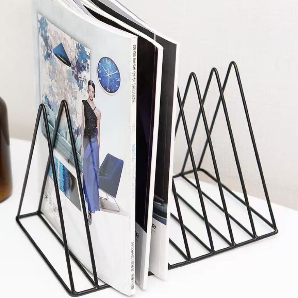 Scandinavian Ins Triangle Book Stand Iron Bookshelf Desktop Decoration Storage Rack Simple Book and Newspaper Rack Creative