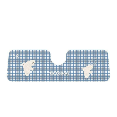 silk loop car floor mats, Avtomobil döşəmə paspasları - migratory-bird-flight-blue-plaid-one-piece-rear-seat-silk-loop-50135cm1969-5315