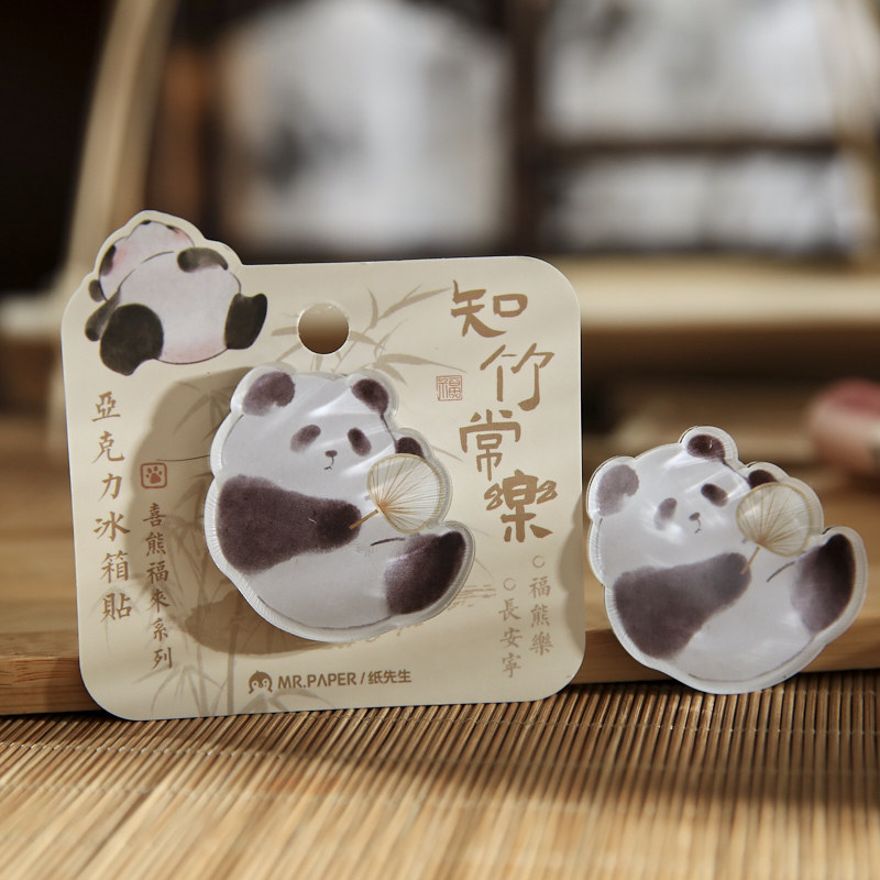 Papel Sr. Panda acrílico temático pegatinas de refrigerador Xi Xi Xi Fu Lai dibujos animados de animales pegatinas de refrigerador magnético de tipo especial