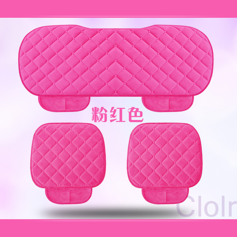 3-Piece Set — Qìchē Seat cushion, seat cover - rhombus-plush-pink-3-piece-set-standard