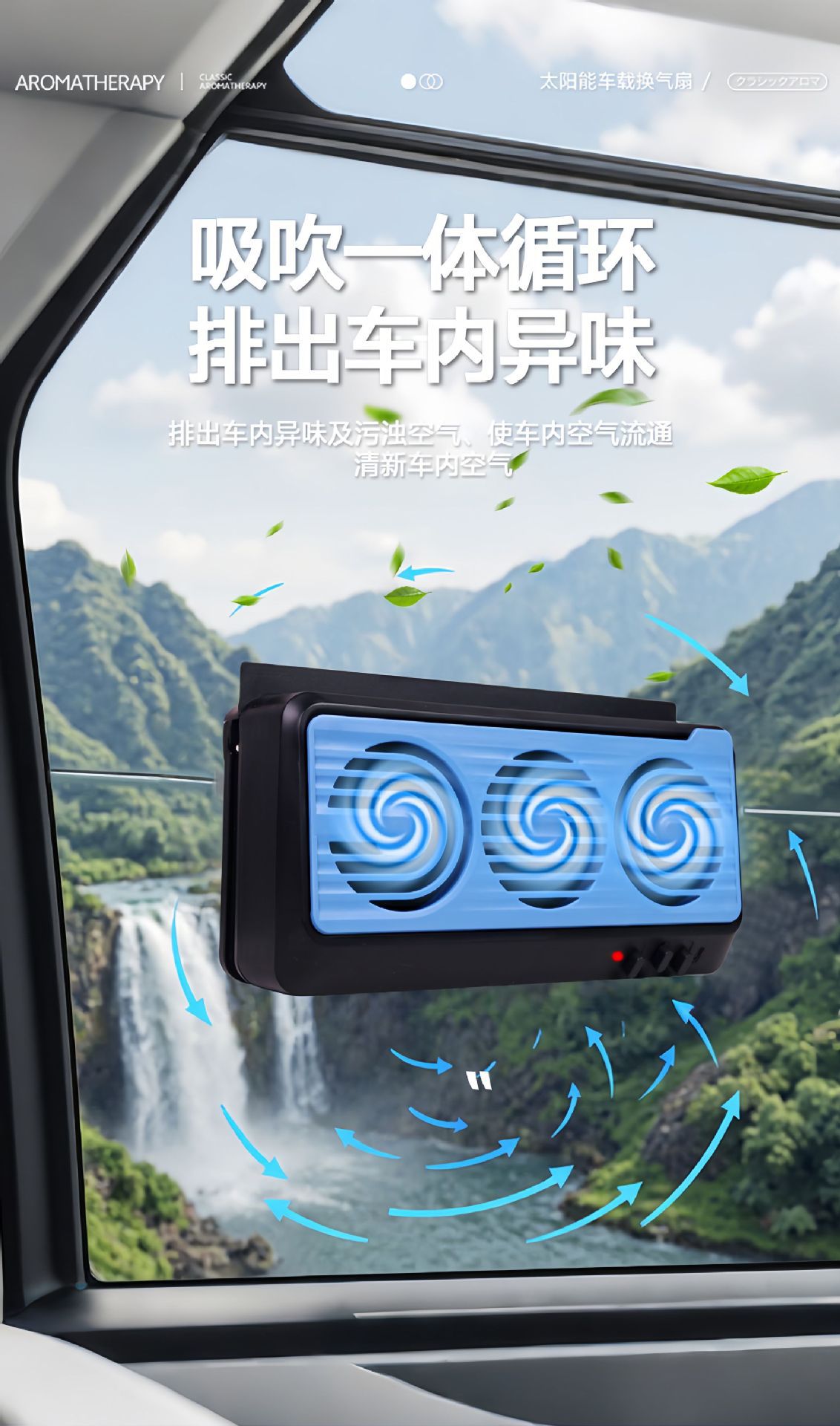 New Energy Solar Car Exhaust Fan, Air Circulation Exhaust Fan for Summer Exposure That Prevents Stuffiness, Car Exhaust Fan