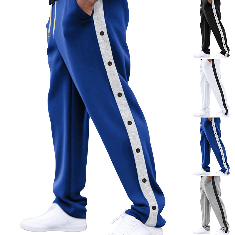 Men's clothing heavyweight casual sports men's autumn loose patchwork oversize straight wide leg large size trousers_voghion.com