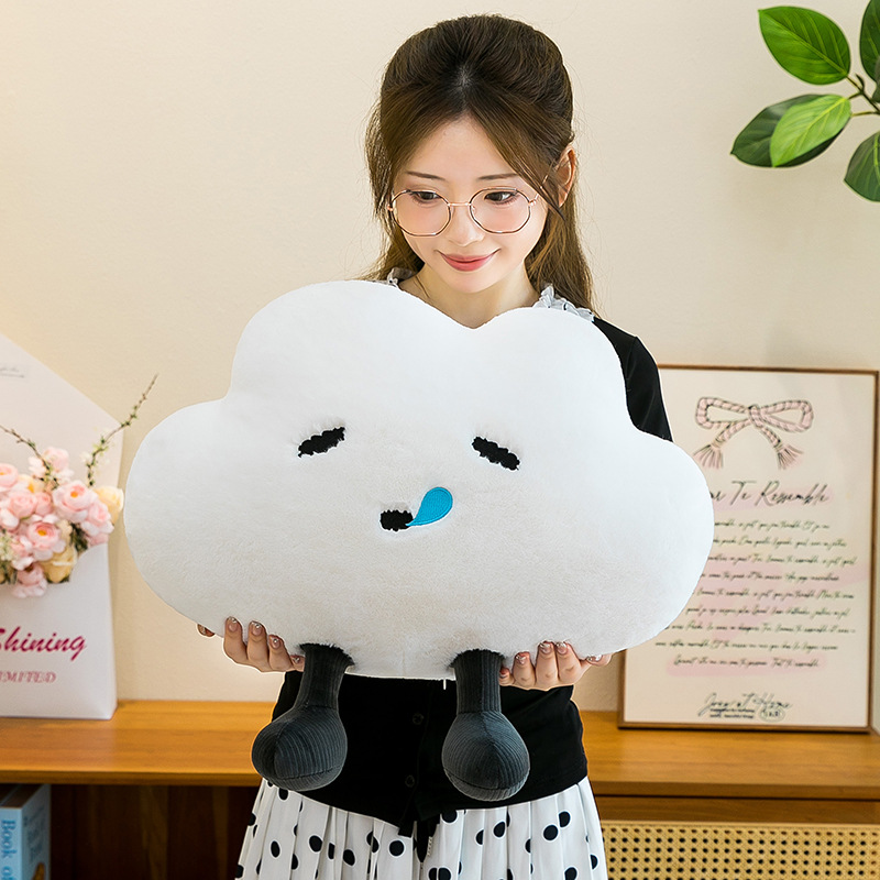 New creative mood cloud plush pillow, cute cloud sleeping companion toy, no worries, no unhappiness pillow