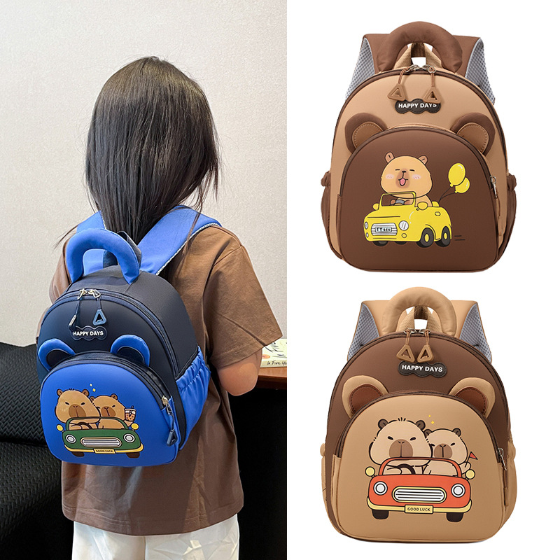 Lindo capibara transfronterizo, niños y niñas, mochilas, jardines de infancia, clases grandes, medianas y pequeñas, mochilas escolares