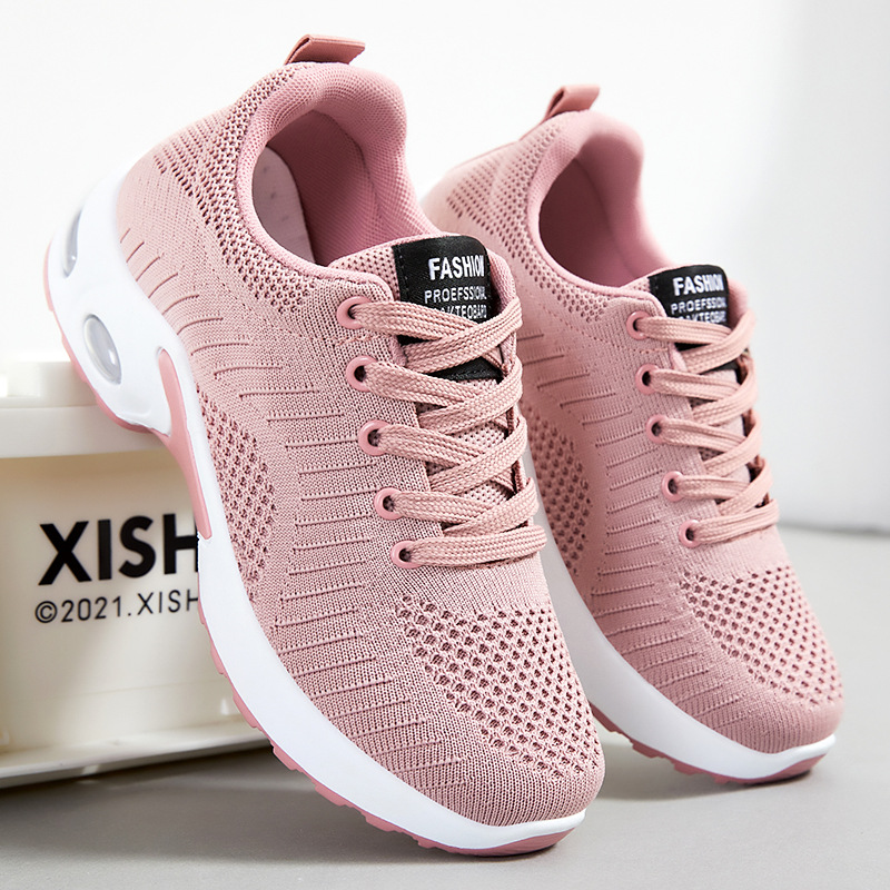 Zapatos de mujer para primavera y otoño, nuevas zapatillas deportivas casuales transpirables de punto, zapatos de mujer de talla grande, zapatillas versátiles para correr.