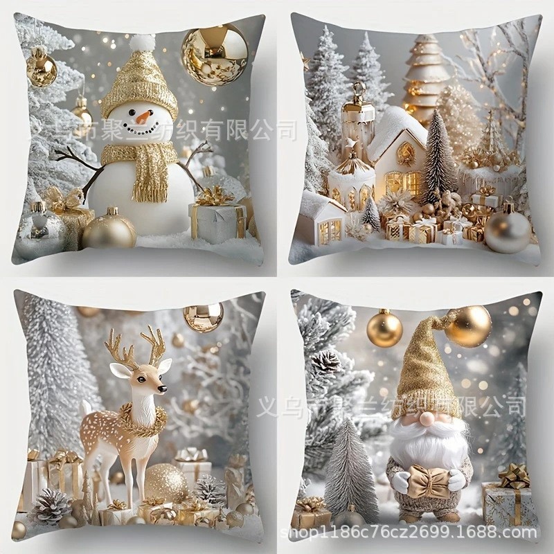 Navidad encontrada explosión abrazo funda de almohada festivales conejo alce decoración sofá atmósfera sensación de lino funda de cojín al por mayor image 46