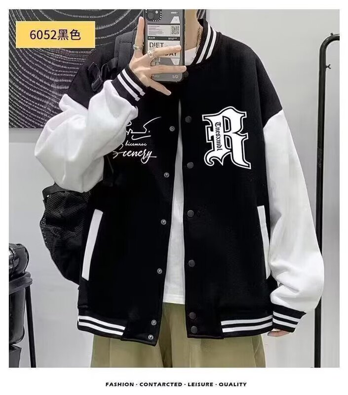 一件代发秋季潮牌夹克外套男宽松百搭棒球服运动开衫夹克外套男|undefined