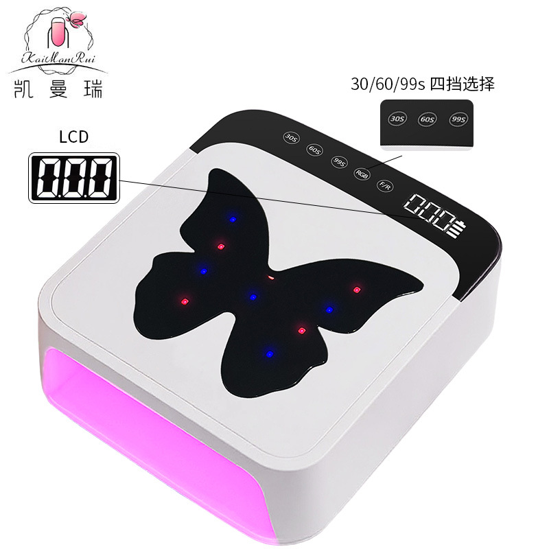 Butterfly manicure 268W de alta potencia manicure horneado lámpara de secado rápido almacenamiento de energía ultravioleta manicure iluminación LED doble fuente de luz
