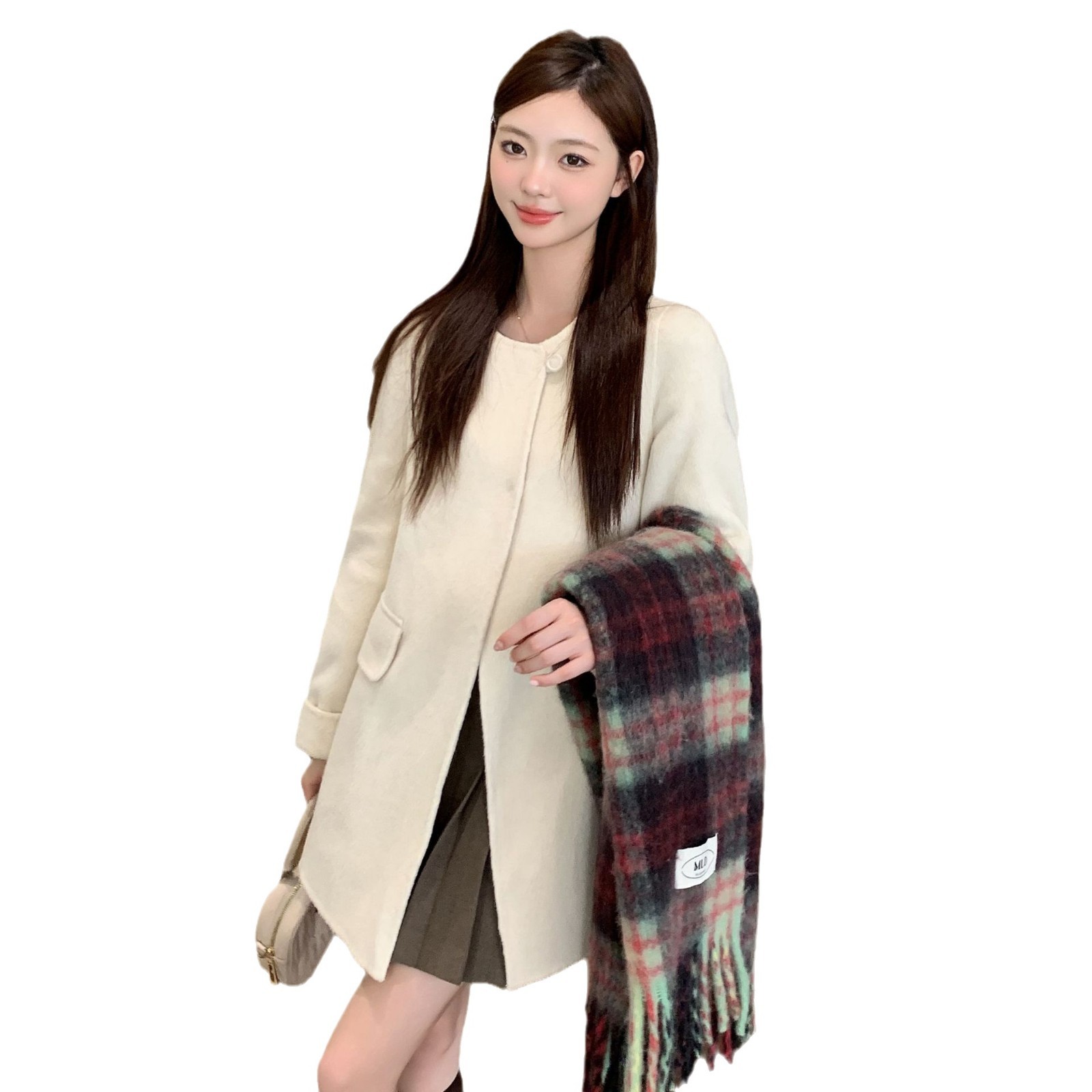 Otoño e invierno engrosado bufandas a cuadros de color mujeres estilo universal imitación de cachemira coreana sensación de atmósfera cálida alrededor del cuello