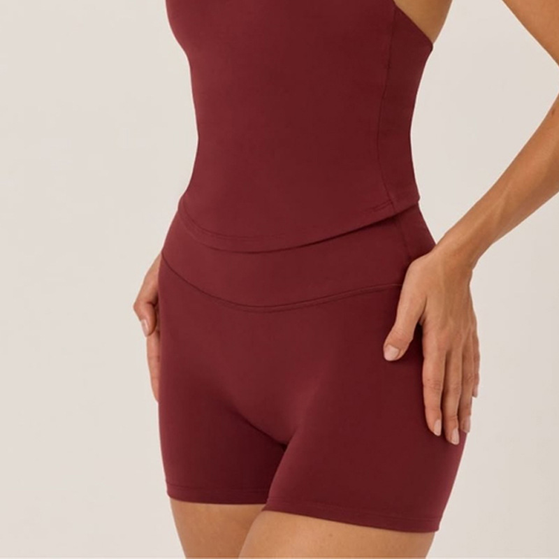 Europa y América trajes de yoga transfronterizos para mujeres cuello colgante con cojín de pecho chaleco deportivo de alta elasticidad de alta velocidad de elevación de cadera seco pantalones de gimnasio