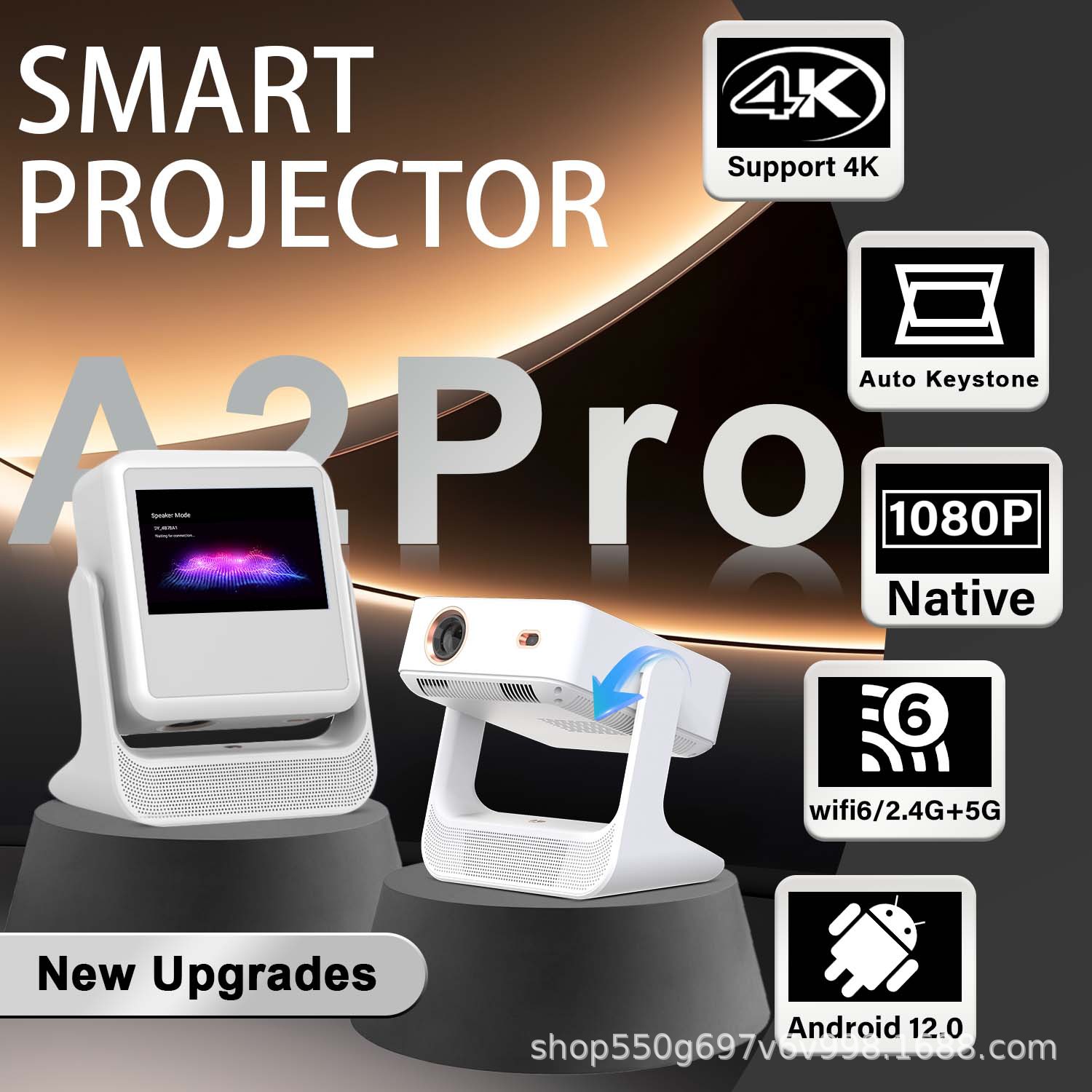 [Overseas Version] 2-in-1 Tablet Projector Android System Mobile Phone Screen Mirroring Projector Ultra Hd Screen Projection