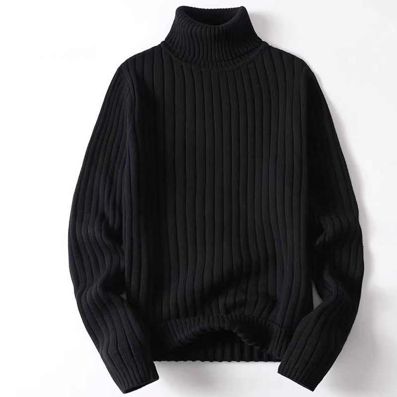 2025 New Men's Sweater Autumn and Winter New Casual Trendy High-Neck Knitwear Solid Color Loose Comfortable Sweater