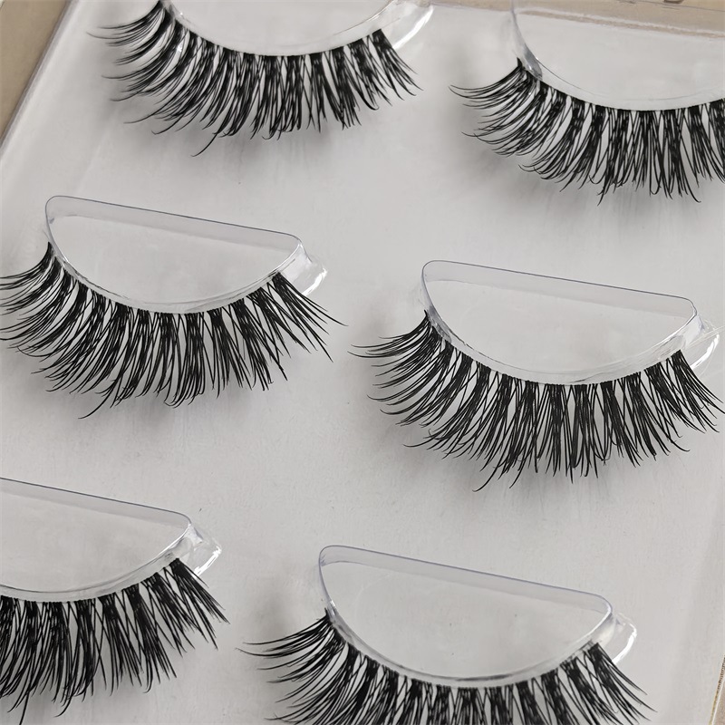 Ai Mo Pestañas postizas nuevas europeas y americanas, simulación gruesa, rizada, pelaje de varios niveles, tallo 3d esponjoso, hilo de seda fino, tallo transparente