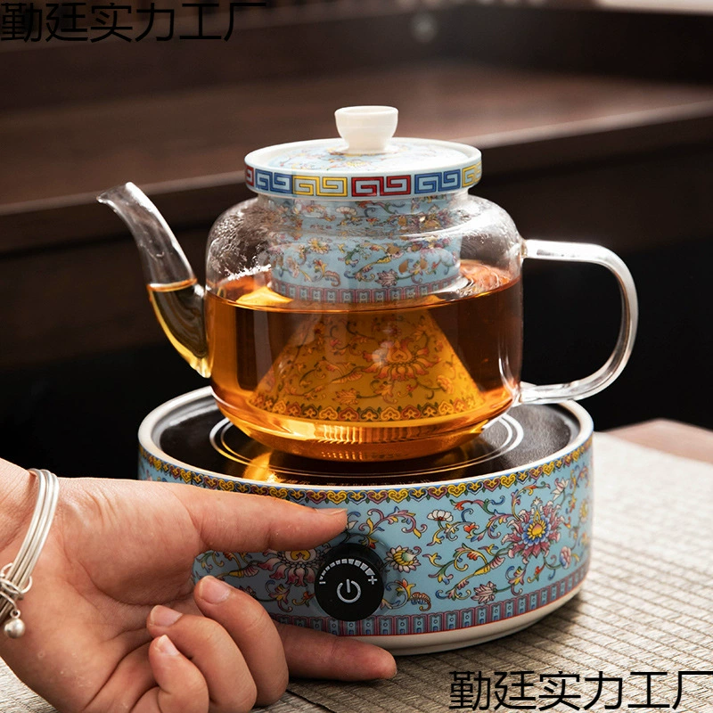 Заводская оптовая продажа годовая гарантия электрической керамической печи эмаль цветной чайник набор 2024 новый 800W инфракрасный контроль температуры