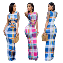 CY9035跨境亚马逊欧美显瘦女装夏季爆款扎花修身时尚气质连衣裙