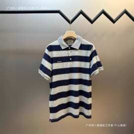 正确版缪家MM条纹平纹针织POLO衫短袖T恤舒适透气百搭款休闲上衣