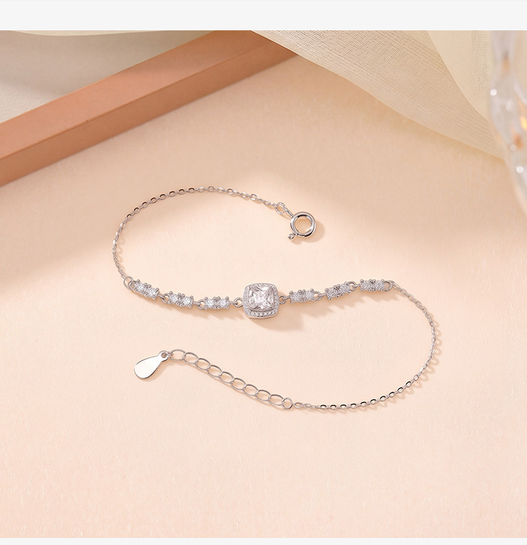 Lắc tay nữ bạc S925 hình khối nhỏ phong cách xa xỉ — Một mảnh chi tiết 3