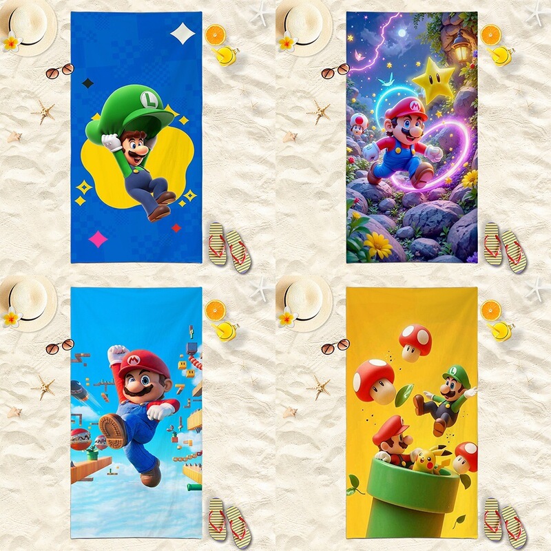 Cross-Border Exclusive Supply of Mario Beach Towels, Ultra-Fine Fiber Large Towels, Water-Absorbent, Quick-Drying, Thickened Digital Printed Bath Towels Cross-Border Exclusive Supply of Mario Beach Towels, Ultra-Fine Fiber Large Towels, Water-Absorbent, Quick-Drying, Thickened Digital Printed Bath Towels