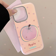レーザーIMD対応 iPhone17/16Pro Max/11/14/13用 立体ピンク アップルケース 耐衝撃 女の子向け 韓国風