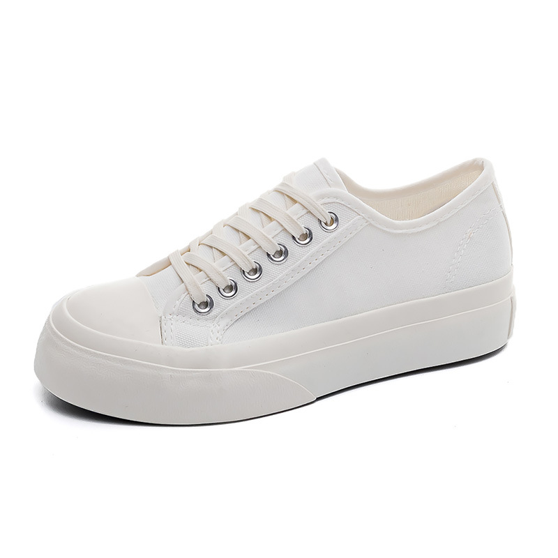 Zapatillas blancas lechosas de estilo preppy del todo-fósforo 2023 nuevo transpirable ligero lindo estilo japonés zapatos de Punta Grande zapatos de lona de suela gruesa image 6
