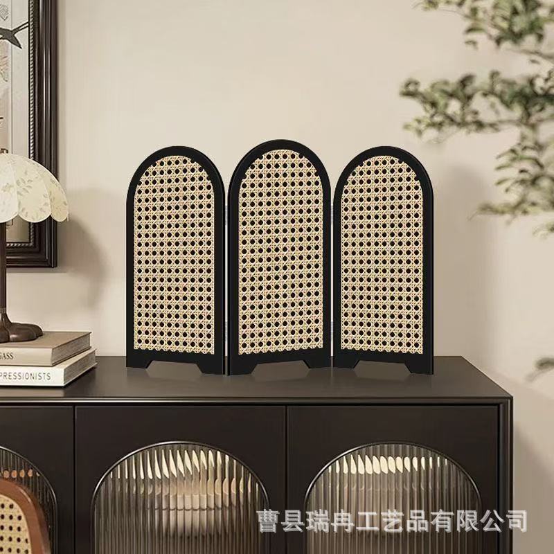 Medieval Style Wooden Desktop Decoration Screen Photography Props Decorative Background Wall Entrance Porch Ornaments Folding Screen