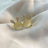 Silver needle, design earrings from pearl, silver 925 sample, trend of season, cat's eye