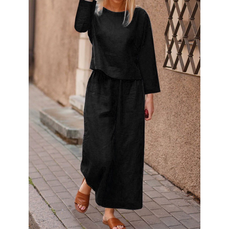 Two-piece women's shirt set, plus size, European style 2022, solid colors