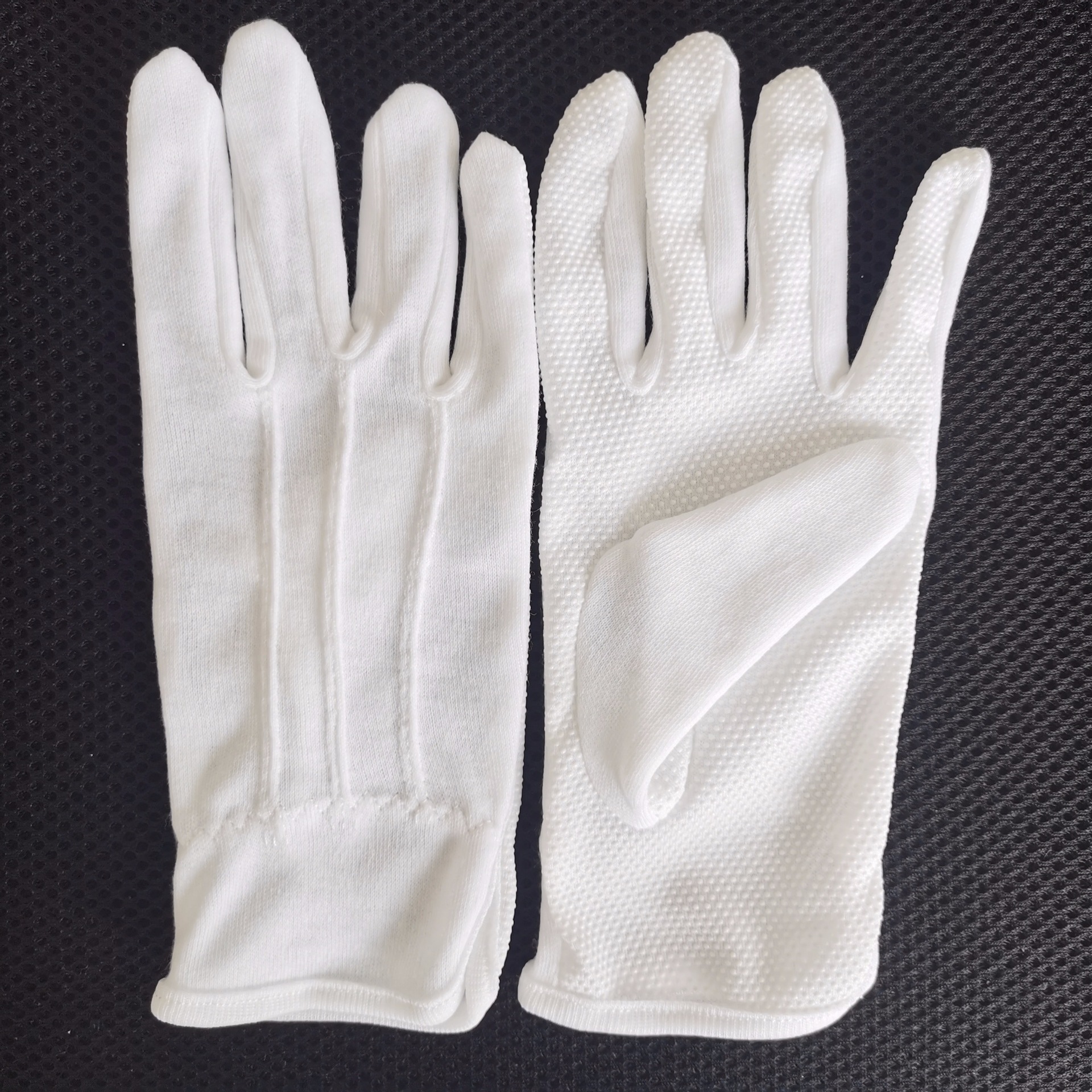 Algodón de lana guantes de trabajo de plástico sudor paño partículas de dispensación conductor de protección laboral conducción algodón blanco Dot beads guantes de etiqueta