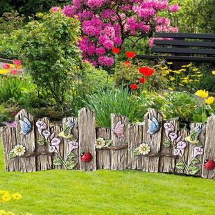Outdoor Imitation Wood Fence Garden Retro Ornaments Fence Outdoor Courtyard Vegetable Patch Low Guardrail Flower Bed Lawn Small Fence