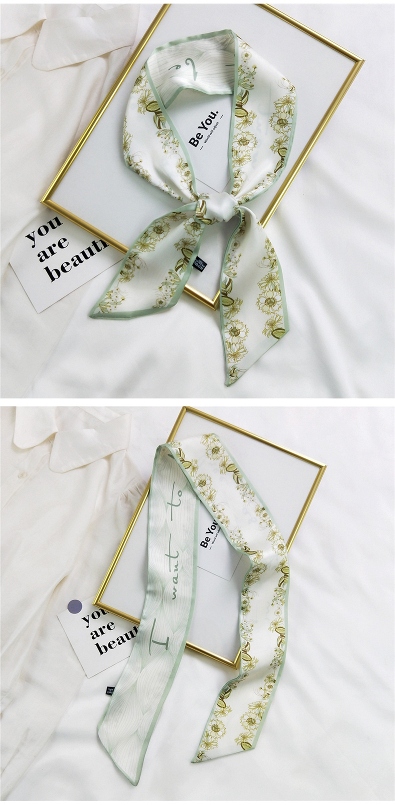 20g Weight Silk Scarf Classification Travel Occasion Unisex Gender Sweet Style Khaki, Multicolor, Dark Blue, White, Red, Green, Blue, Yellow, Black Color Fashion Silk Scarf Hair Tie 26