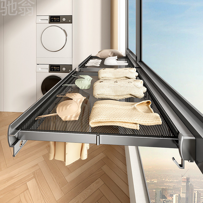 YTV balcony invisible folding clothes drying rack shoe rack…