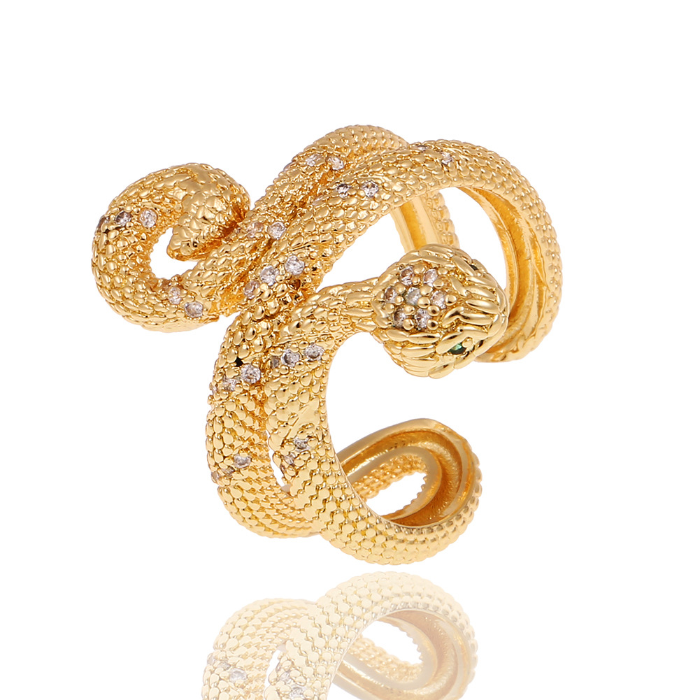 Hip-hop Exaggerated Geometric Double-layer Snake-shaped Copper Tail Ring display picture 4