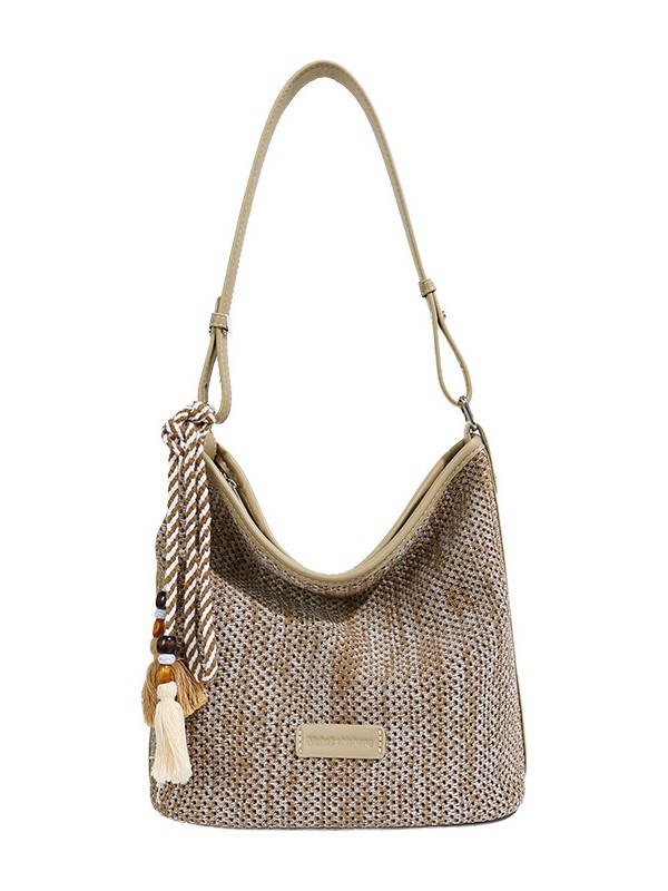Bolsa de tote casual universal para mujeres 2026 nuevo estilo de vacaciones en la playa retro moda exquisita mochila de hombro