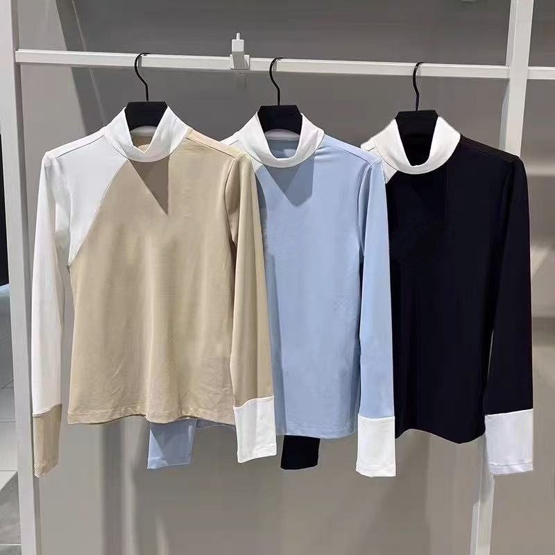 South Korea Golf Clothing Women's Round Neck Long Sleeve Base Shirt Outdoor Casual Sports All-match Quick-drying Jersey