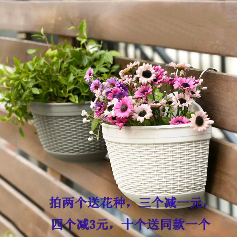 Настенный цветочный горшок Пластиковая смола полукруглый висячий настенный цветочный горшок висячий висячий балкон зеленая коса цветочный горшок