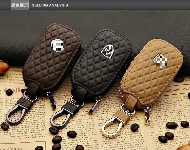 Genuine Leather Universal Car Key Bag Universal Men's and Women's Car Remote Control Protective Cover Korean Personalized Keychain