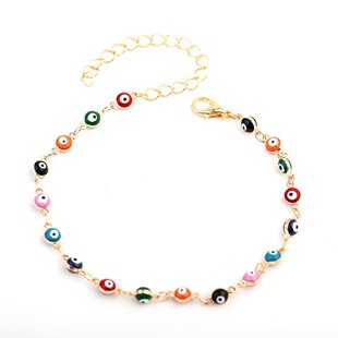 European and American Cross-Border Jewelry Bohemian Style Retro Color Devil's Eye Anklet Beach Jewelry Anklet Wholesale for Women